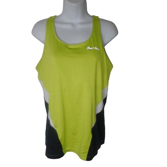 Pearl Izumi Elite Tank Top Running Shirt Women XL Green Black w/bra Keyhole - Picture 1 of 5